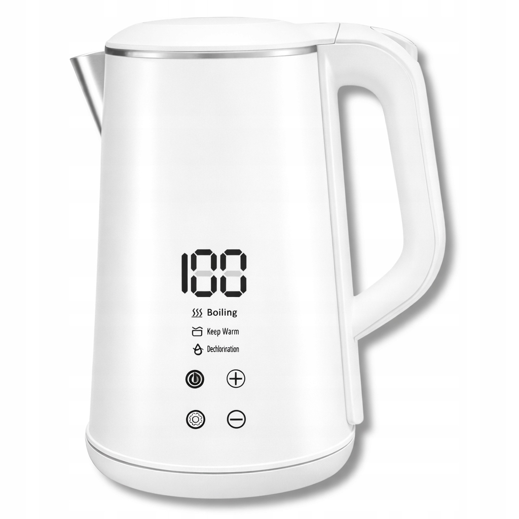 Czajnik Elektryczny Bezprzewodowy 1,6 L Regulacja Odchlorowanie |LED|Biały