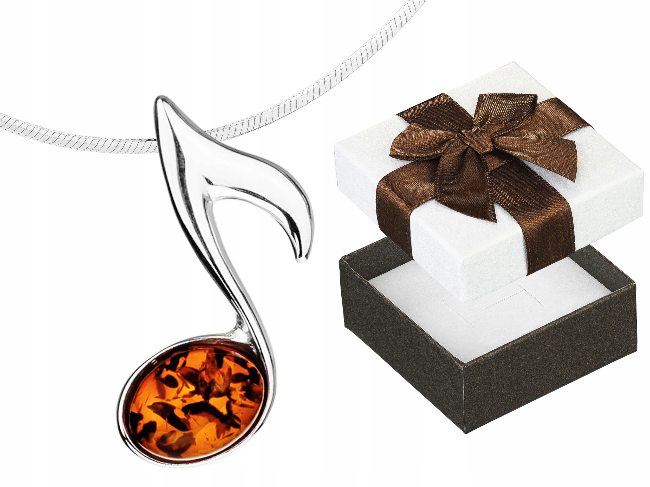 Krátký Stříbrný Dámský Náhrdelník Notička Osmička s Jantarem Choker Hada 32