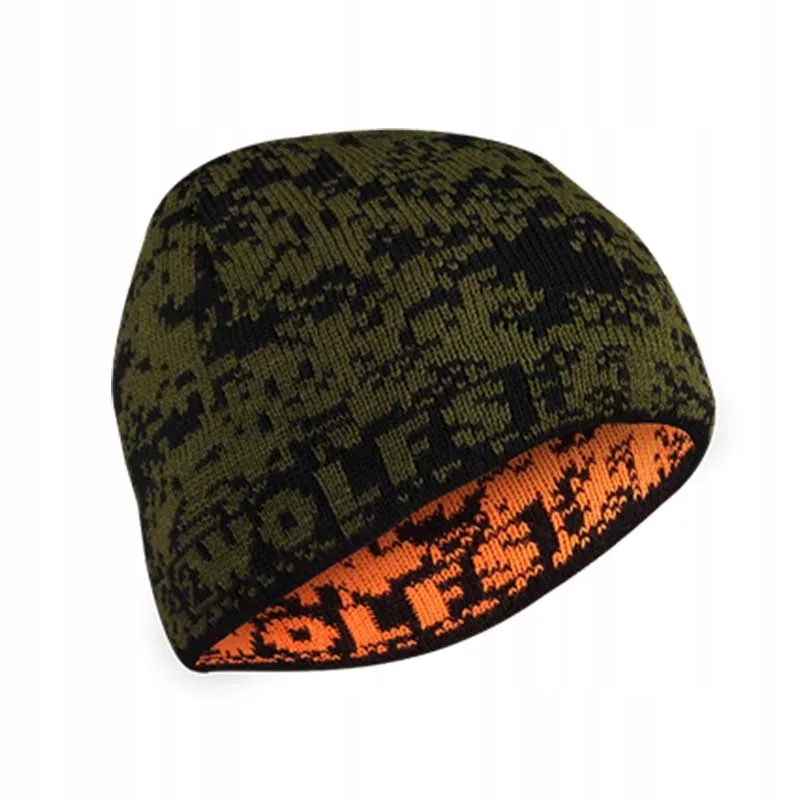 Ciepła czapka myśliwska, dwustronna 2Wolfs Deer zielona/pomarańczowa