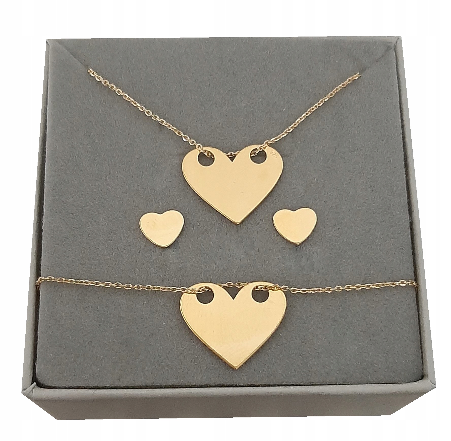 Zlatý komplet Srdíčka Srdce stříbro 925