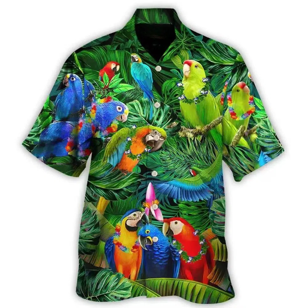 Koszula Męska Hawajska Lato Na Wakacje Modna Nadruk Z Krótkim Rękawem R.5XL