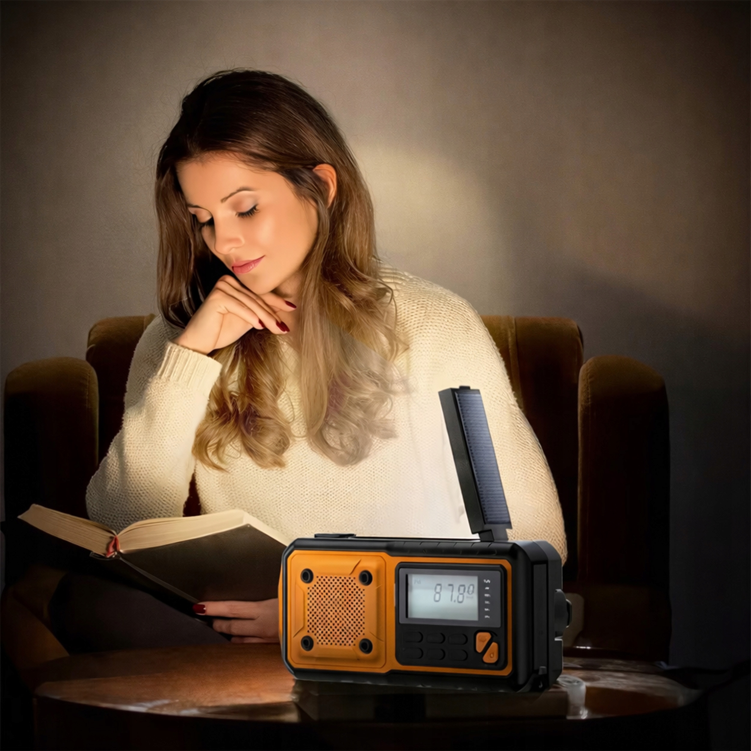 PRZENOŚNE RADIO SOLARNE KORBKA ALARM DYNAMO AWARYJNE LATARKA 5000mAh USB-C Model RETRO RADIO KUCHENNE USB USB-C AKUMULATOROWE 4