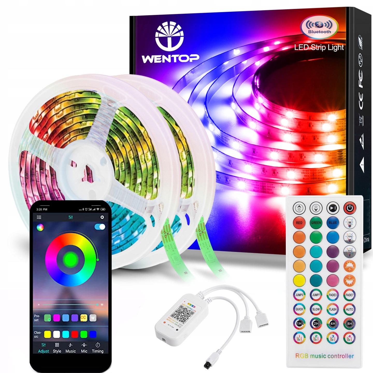 

Taśma Led Rgb 20m Bluetooth muzyka pilot App