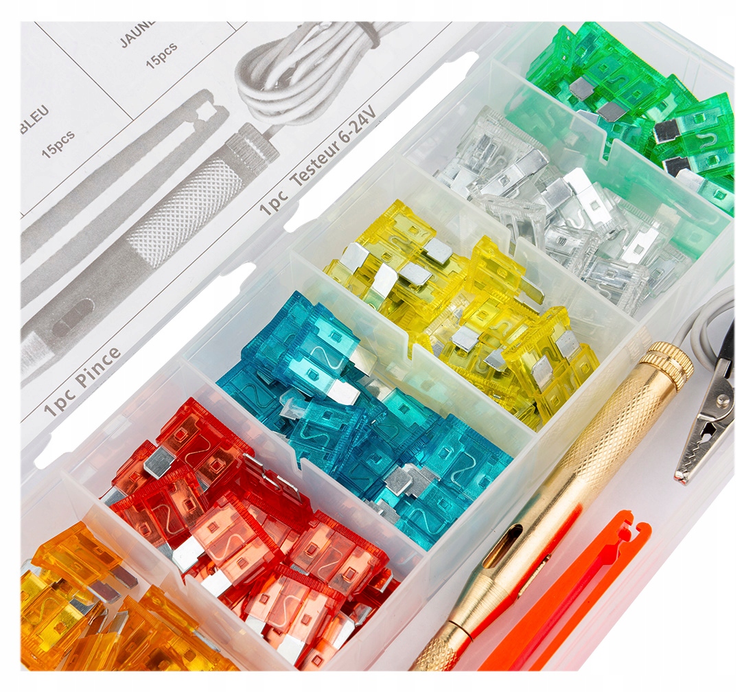 BEZPIECZNIKI SAMOCHODOWE ZESTAW 93 el. 5A-30A EAN (GTIN) 5902730142461