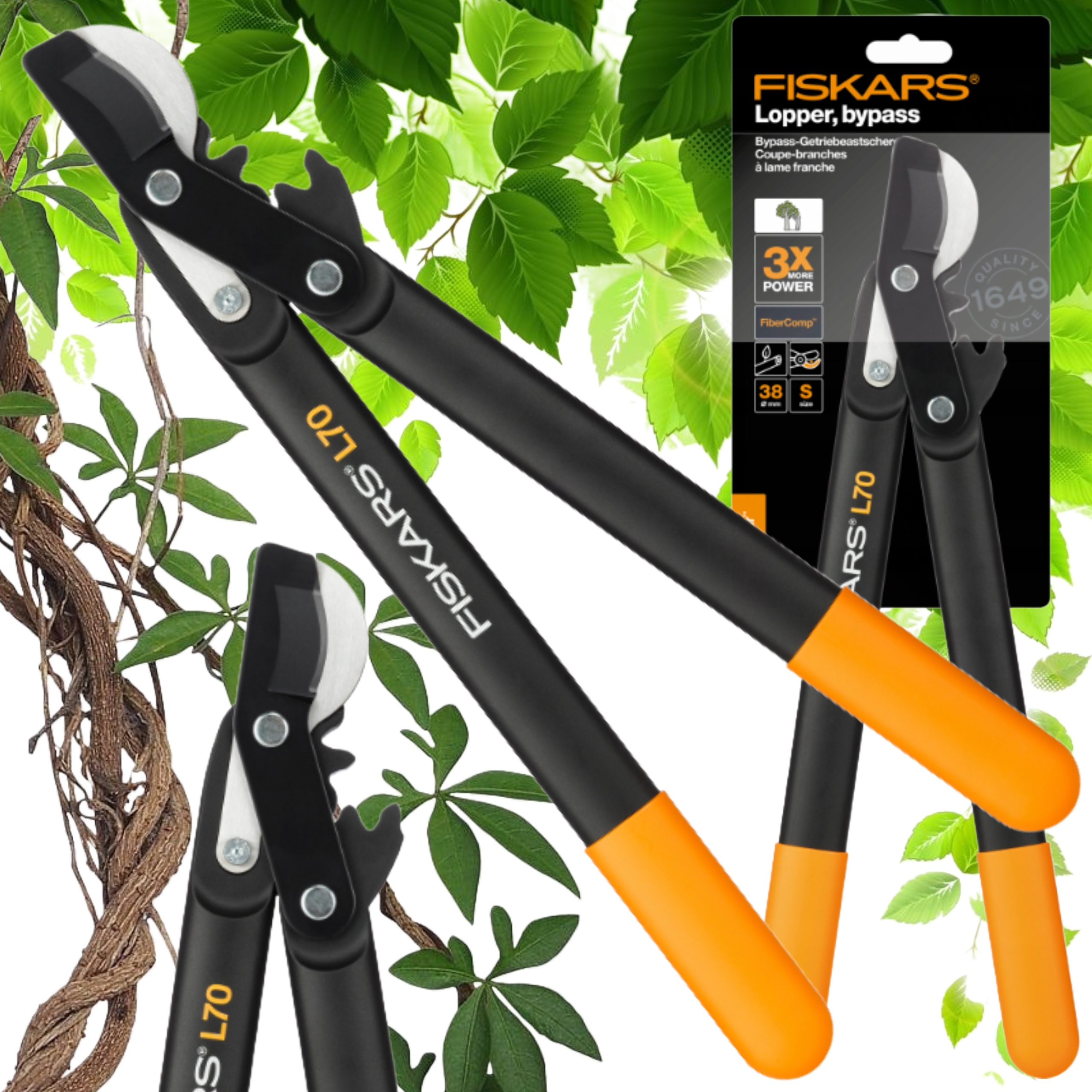 Sekator Nożycowy Ostry Fiskars Nożyce Dwuręczne Do Gałęzi L70 1002104 Solid