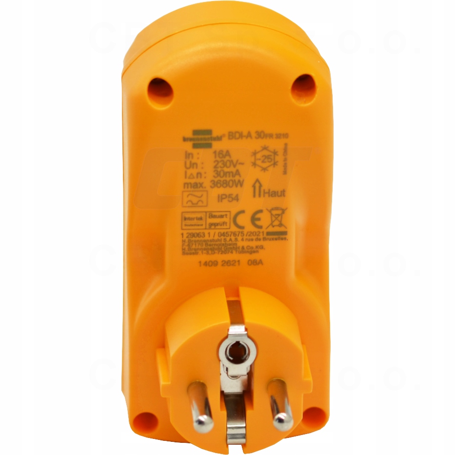 PRZEJŚCIÓWKA Z WYŁĄCZNIKIEM RÓŻNICOWOPRĄDOWYM WTYK GNIAZDO 230 v 16A IP54 Waga produktu z opakowaniem jednostkowym 0.2 kg