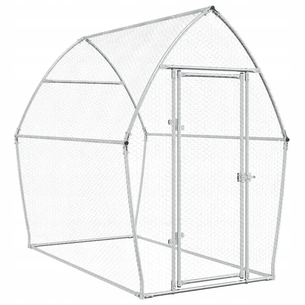 Zahradní klec pro kuřata, ocel, 200 x 105 x 182 cm, stříbrná