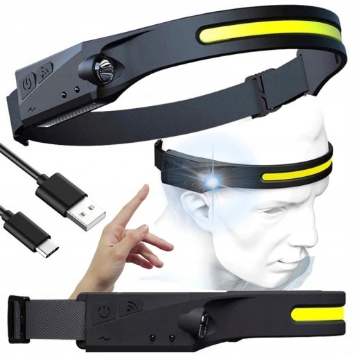 LATARKA CZOŁOWA LED COB CZOŁÓWKA CZUJNIK RUCHU