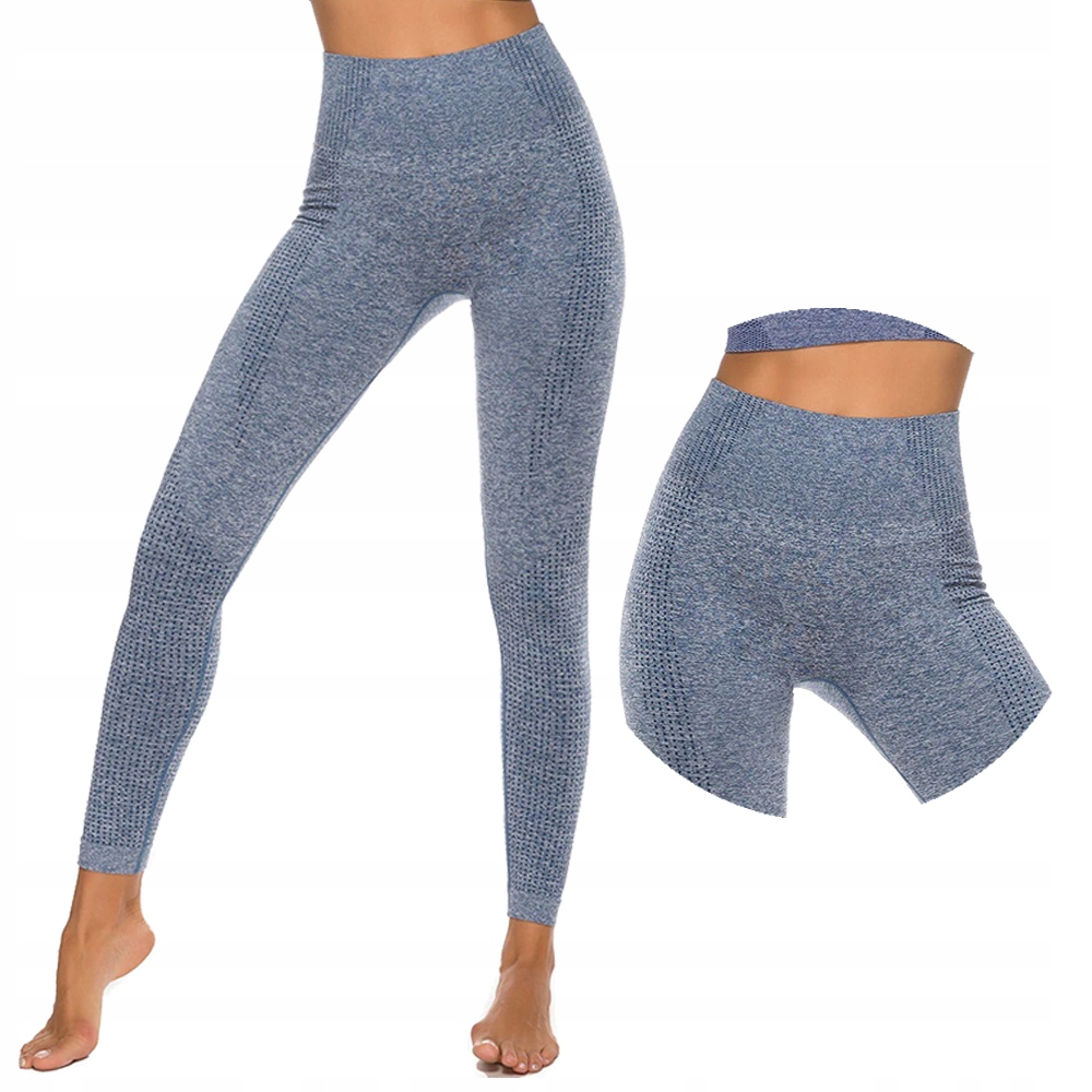 LEGGINSY SPORTOWE DAMSKIE DŁUGIE BEZSZWOWE WYSOKI STAN NYLON FITNESS XL Rozmiar XL