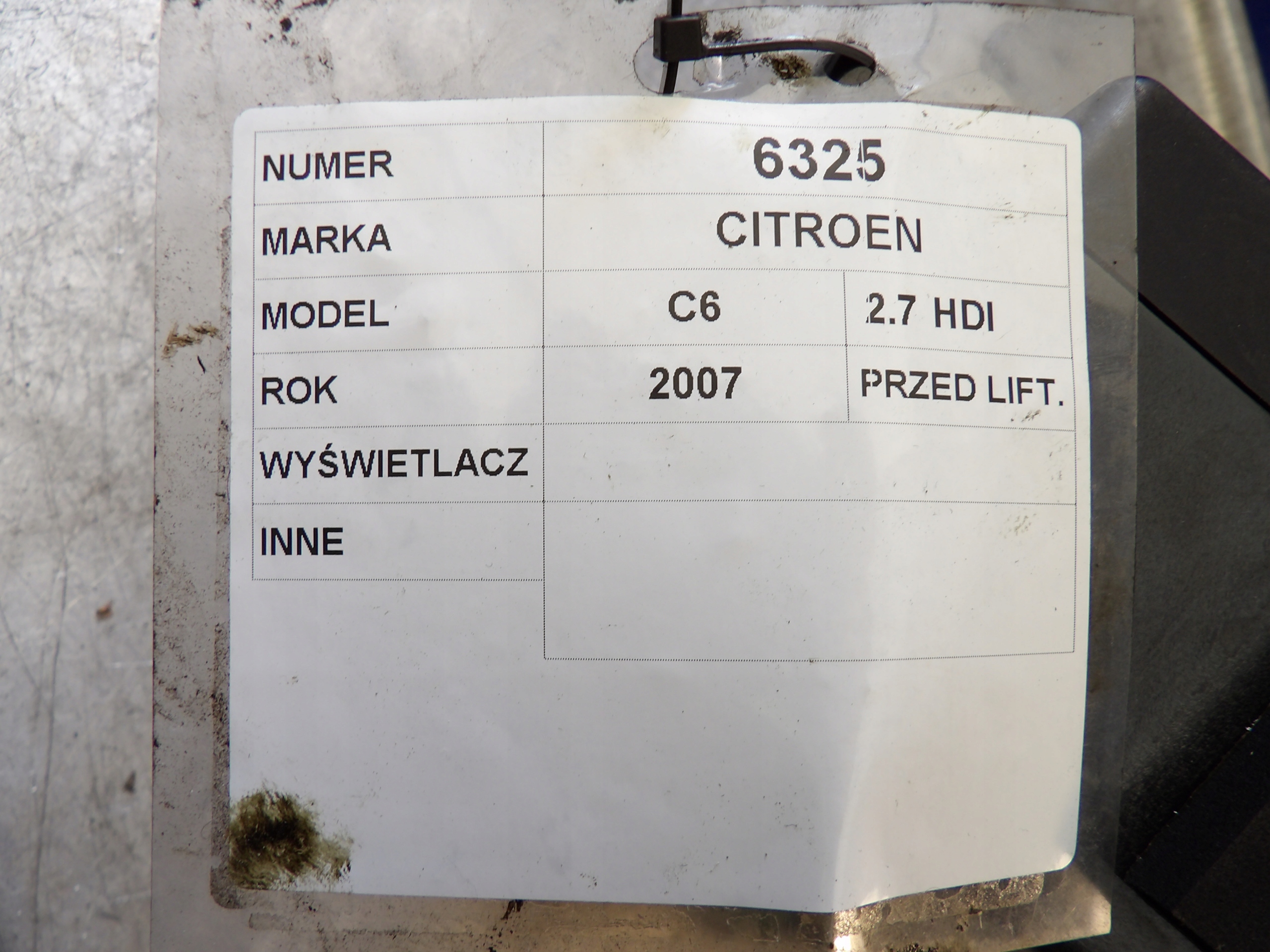 Citroen C6 Schermo 9661274080