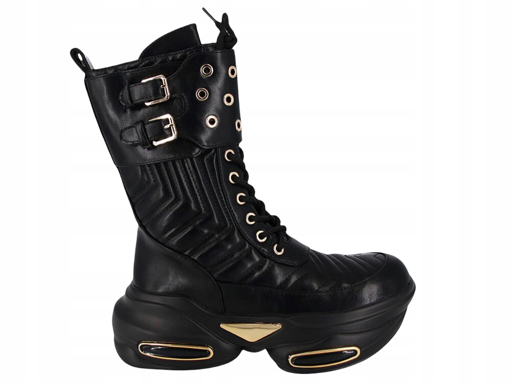 Kotníkové Boty Na Platformě Boty Černé Krátké Dámské Kozačky Eko Kůže 39