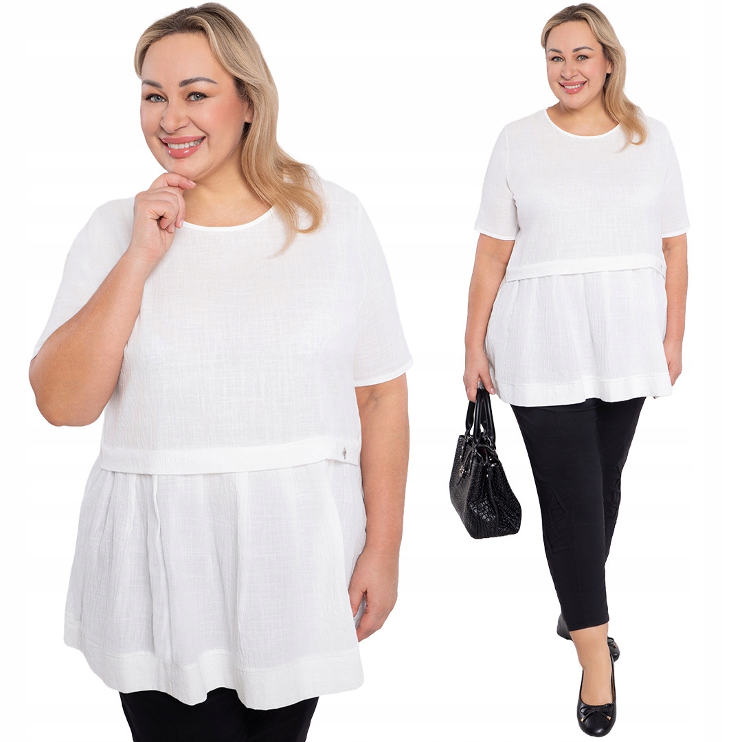 Bílá lněná halenka 56/58