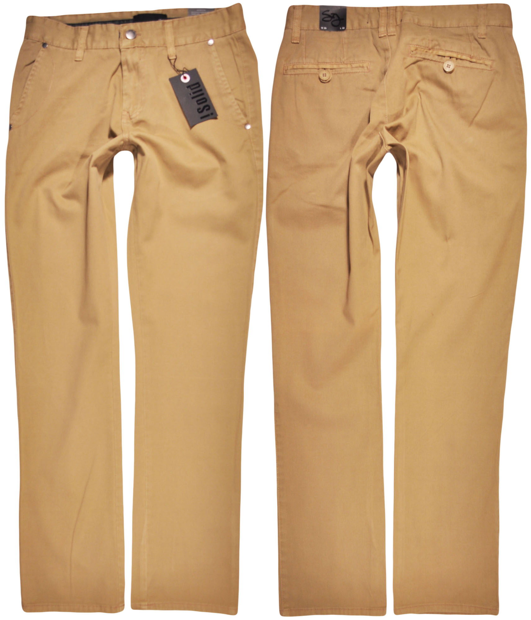 Solid Kalhoty Rovné regular Hnědé Pískové Kalhoty Mak Bd W28 L32