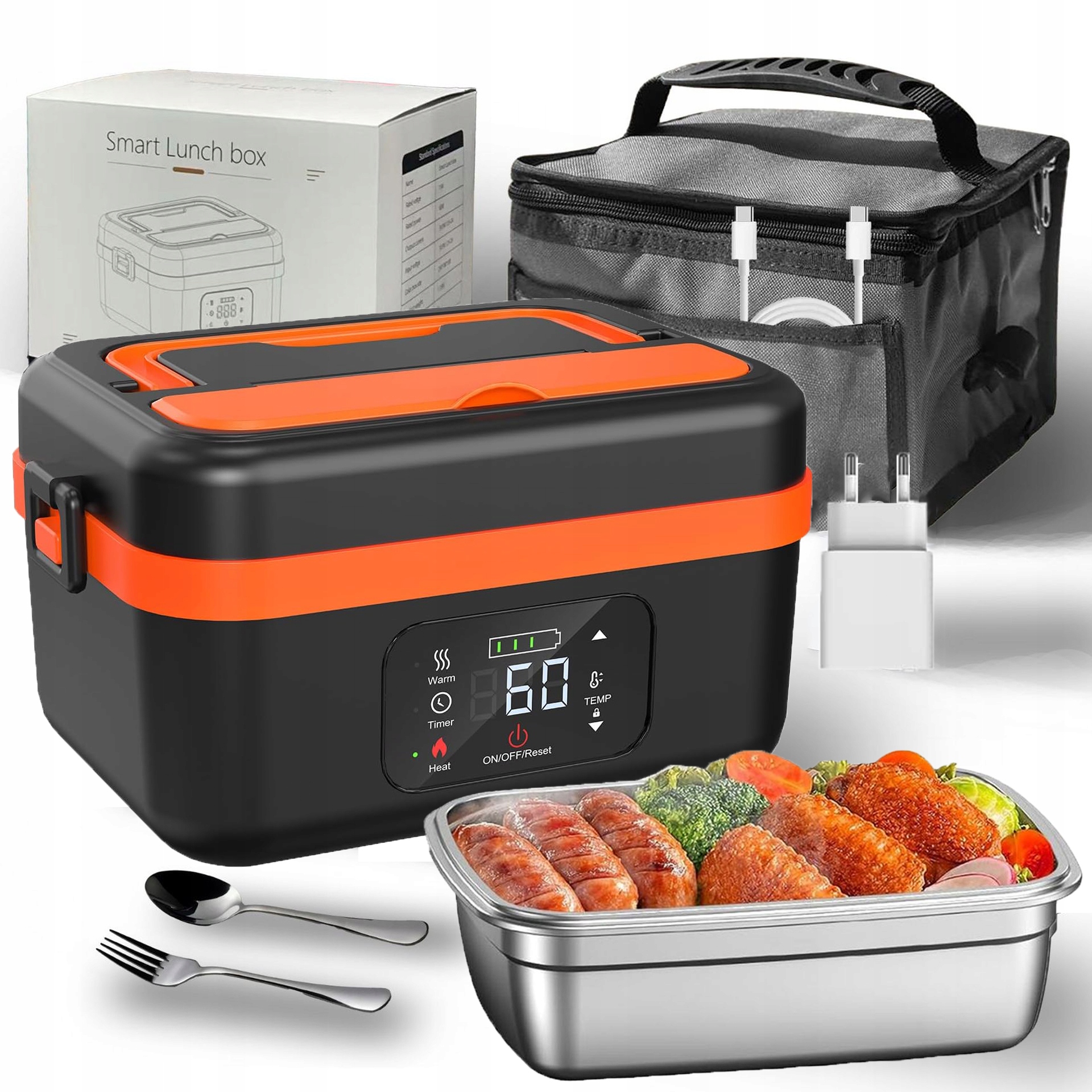 Elektrický Ohřívač Oběda Box Jídelní Box Lžící A Vidličkou 1 L