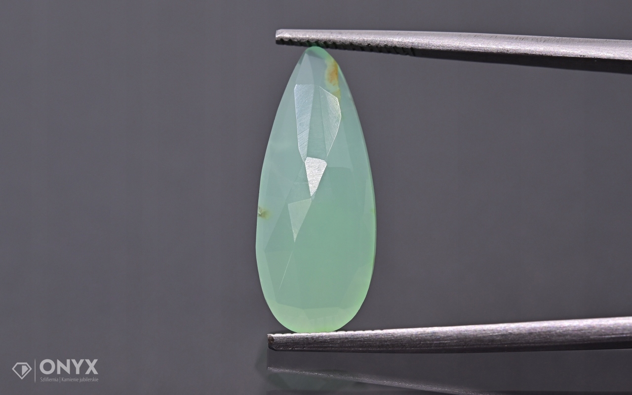 Chrysopraz fasetovaná rozeta slza 20x8,5 mm