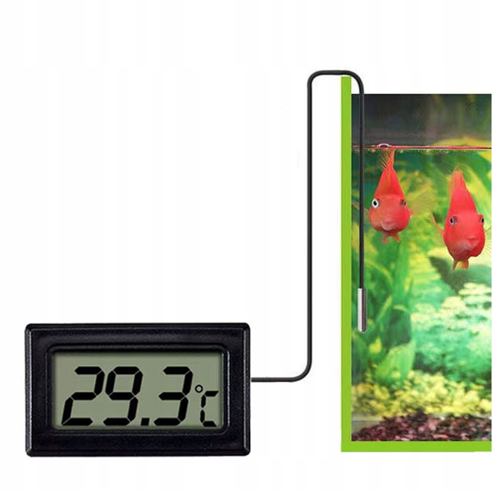 PRECYZYJNY TERMOMETR ELEKTRONICZNY CYFROWY Z SONDĄ AKWARIOWY WYŚWIETLACZ Funkcje pomiar temperatury wewnętrznej pomiar temperatury zewnętrznej