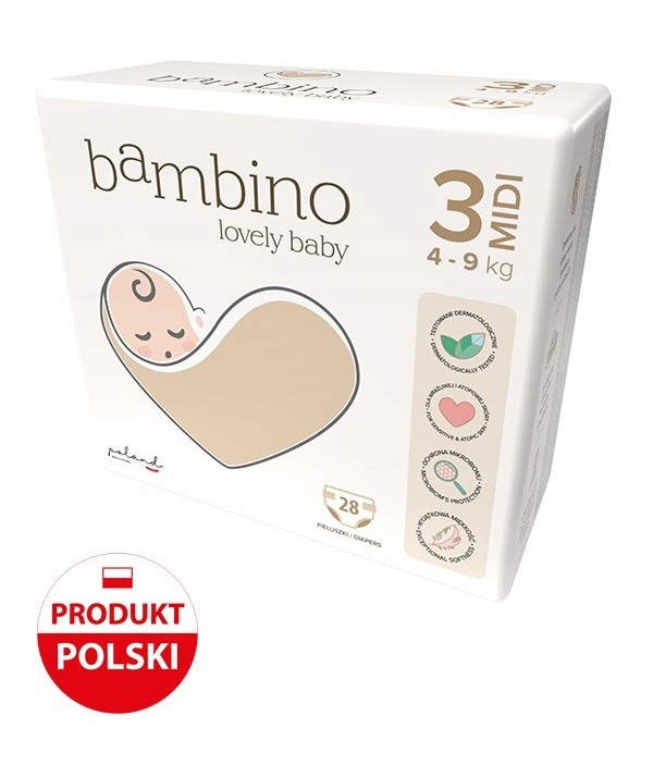

Pampersy Bambino Lovely Baby 3MIDI (4-9kg) 28 szt.