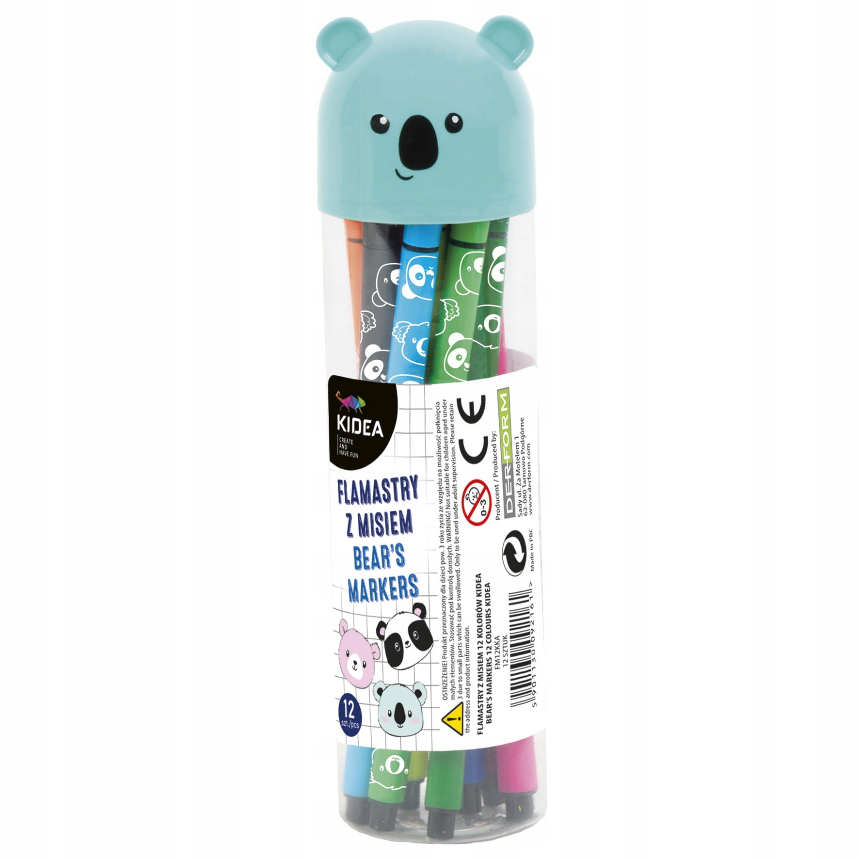 KIDEA FLAMASTRY MAZAKI Z MISIEM 12 kolorów Kod producenta FM12KKA