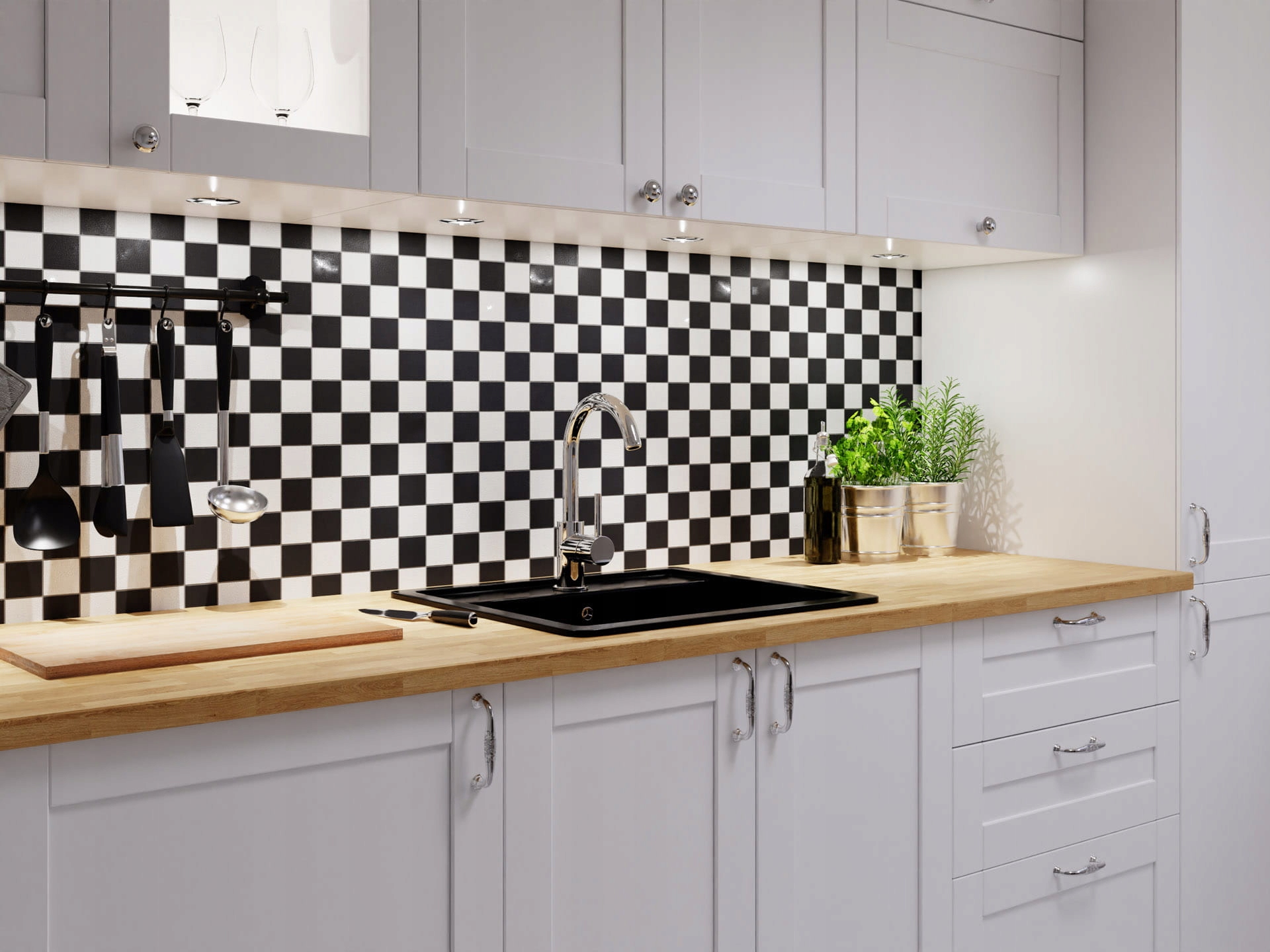 MOZAIKA GRESOWA SZACHOWNICA CZARNA BIAŁA ABISSO Kod producenta MG58