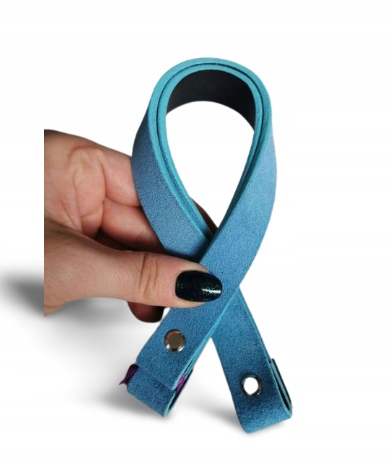 Paski krótkie skóra niebieski aqua zamsz do obag bagobag