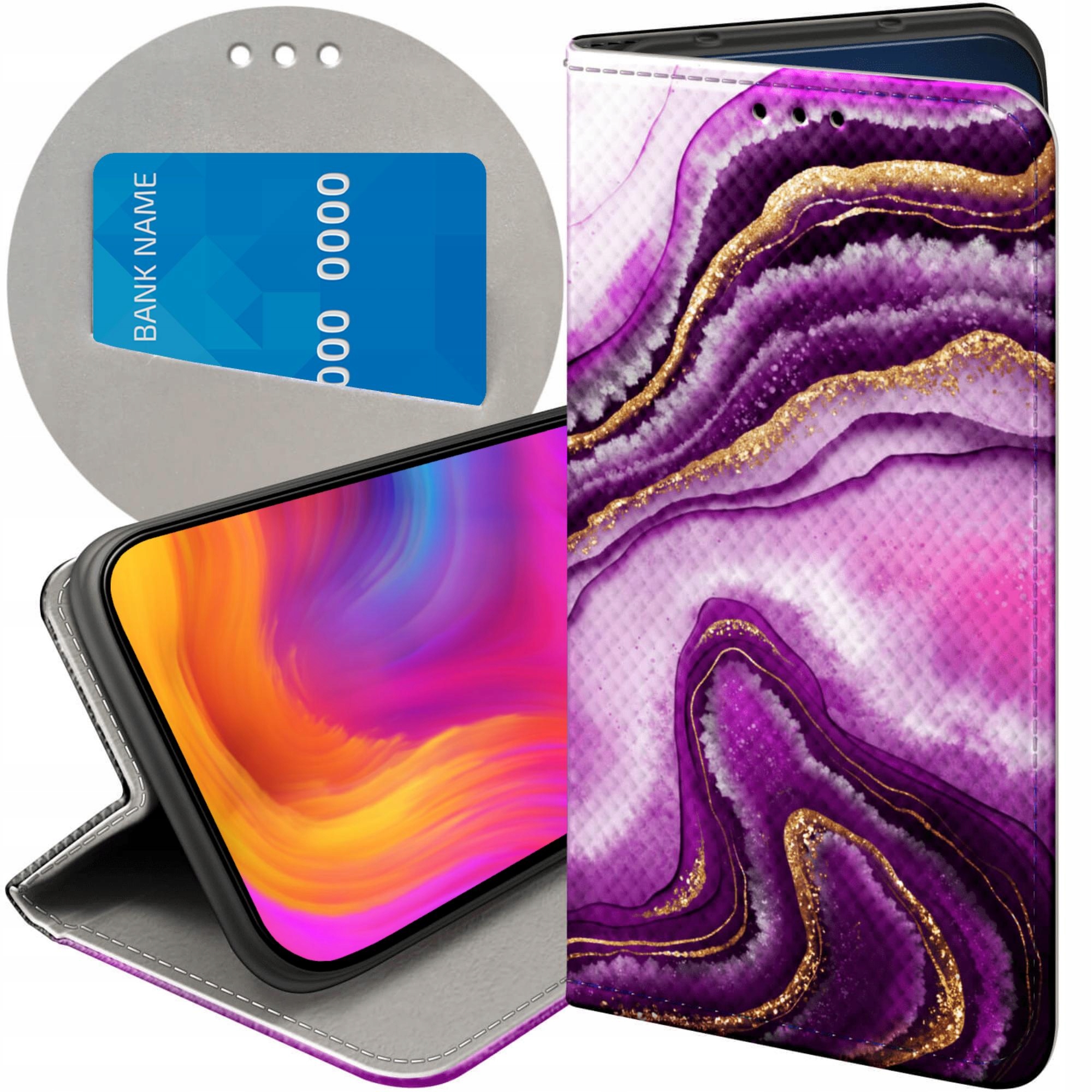Etui Z Klapką Do Honor 400 Różowy Marmur Purpura Róż Marmur Futerał