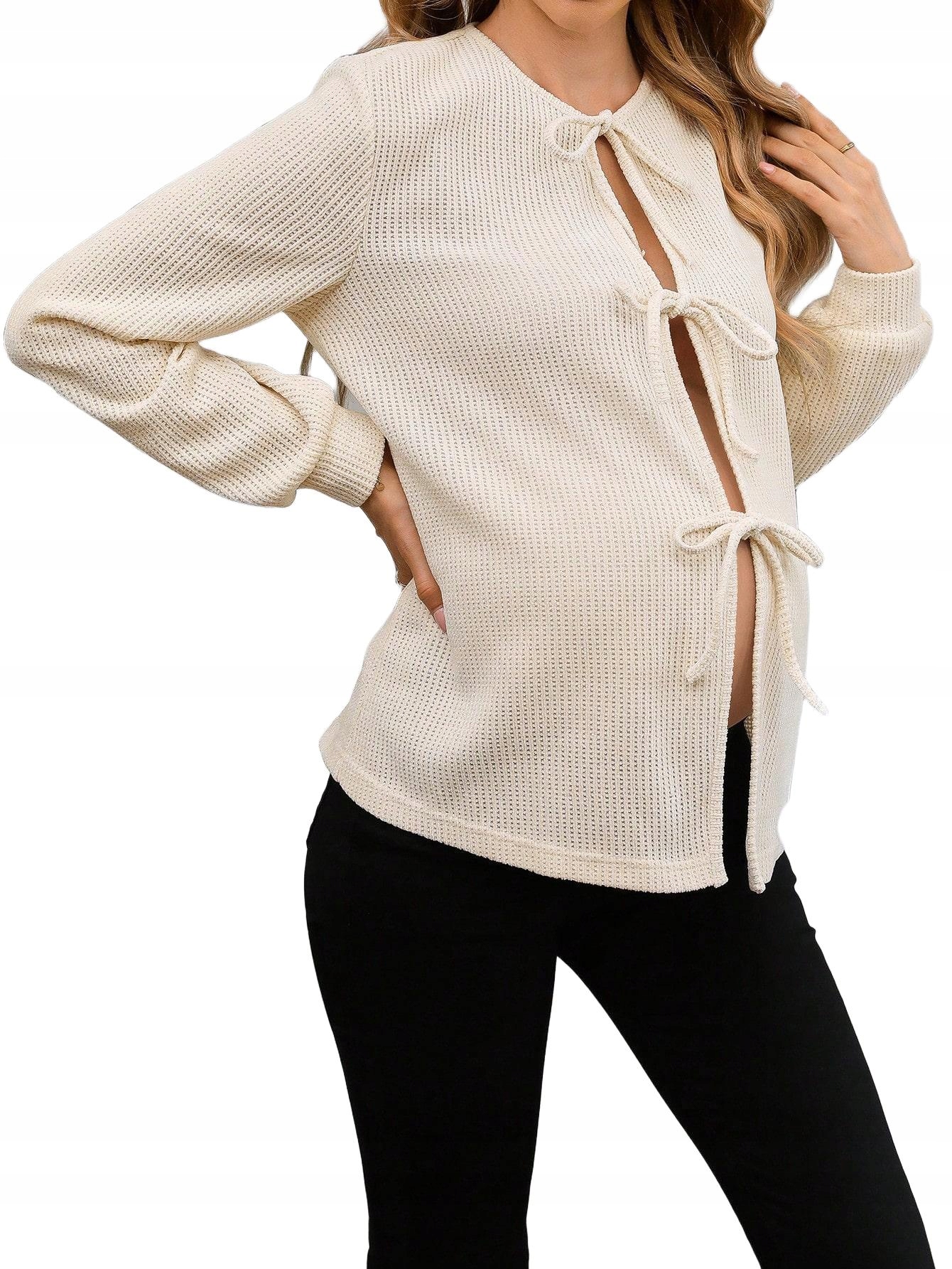 SHEIN ROZPINANY SWETER CIĄŻOWY Z DŁUGIM RĘKAWEM L