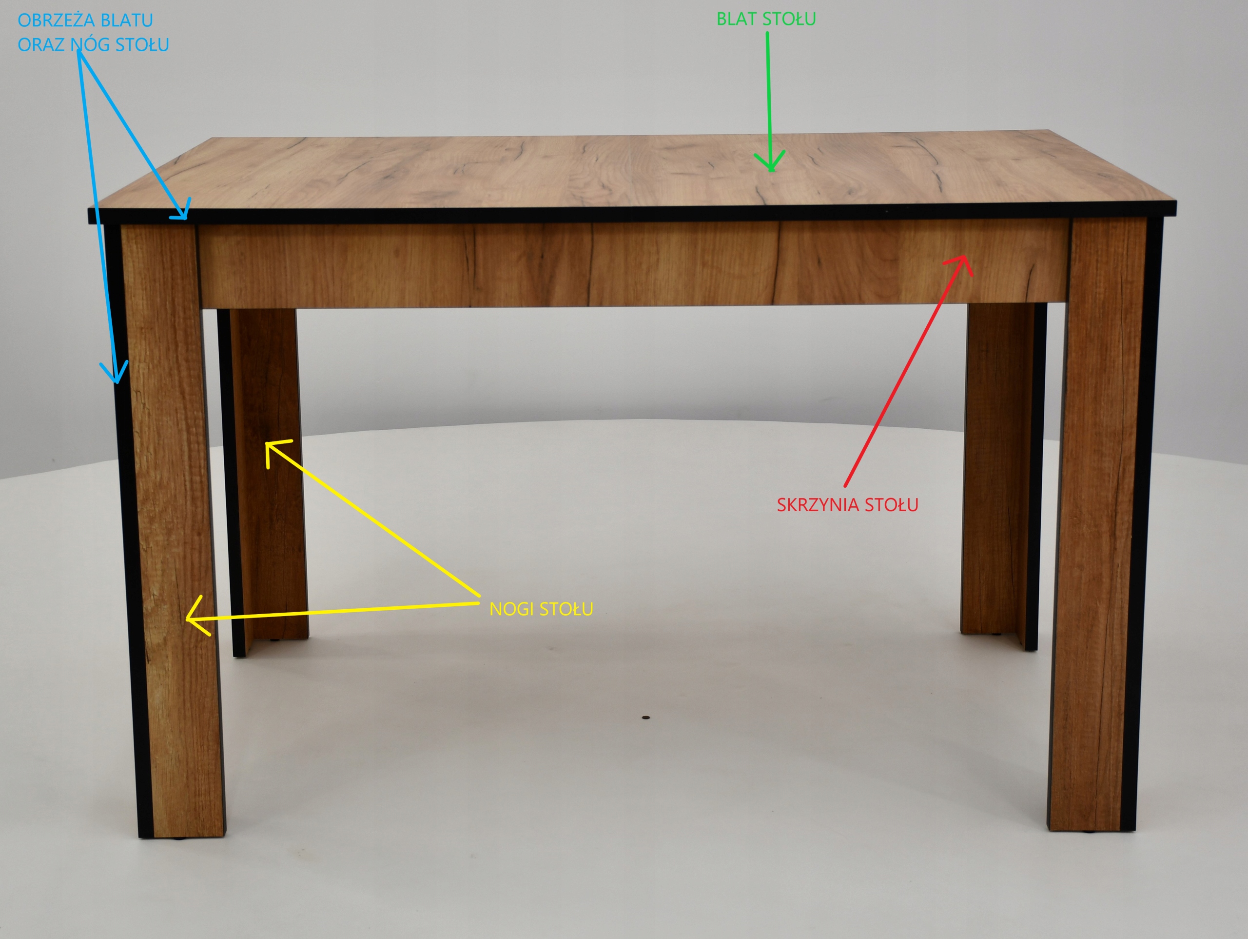 KOMPLET MEBLI W MODNEJ KOLORYSTYCE Długość stołu 130 cm