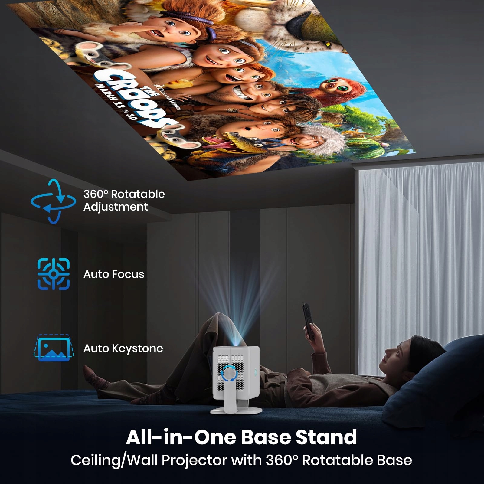4K BEAMER Projektor 4K WiFi Bluetooth Autofokus Smart Home — miniatura 2