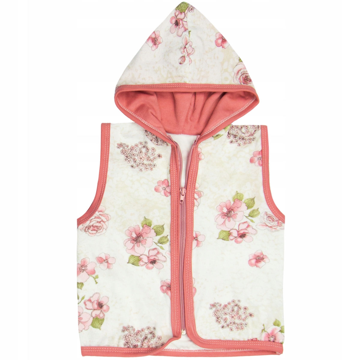 

Kamizelka Welurowa Z Kapturem kwiaty 104 na zamek