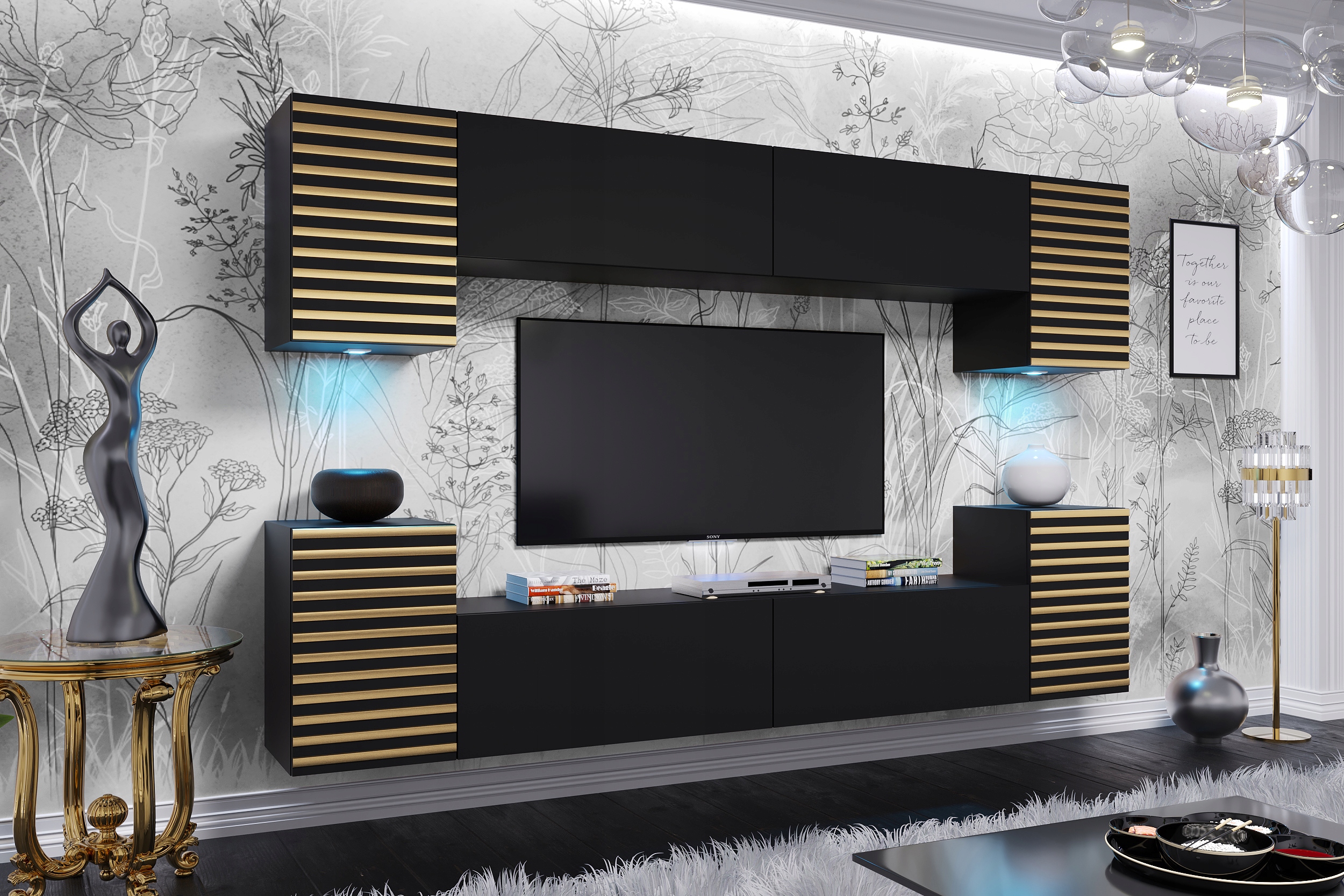 Zestaw meble szafka RTV do pokoju dziennego meblościanka regał salonu SIG1 EAN (GTIN) 7625936566395