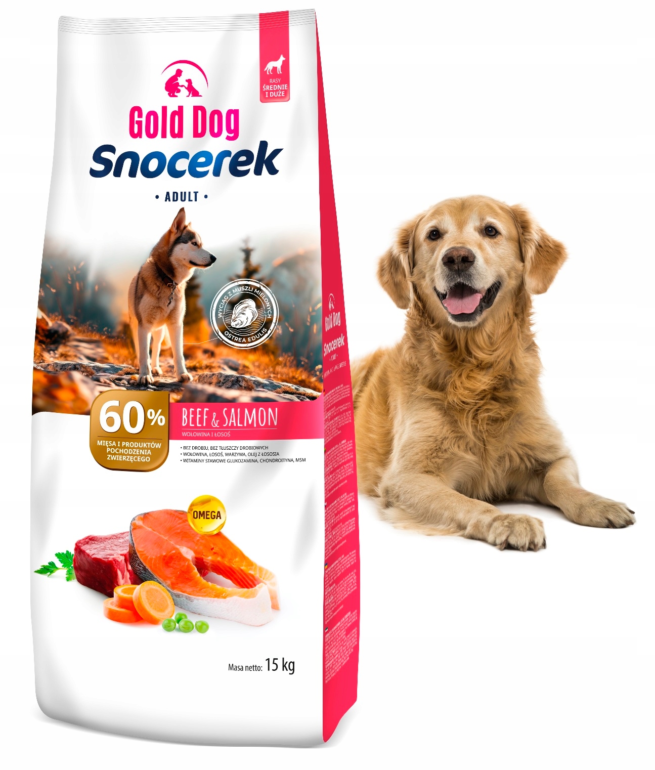 Levně Suché krmivo pro labradora Gold Dog Snocerek 15 kg bez drůbeže