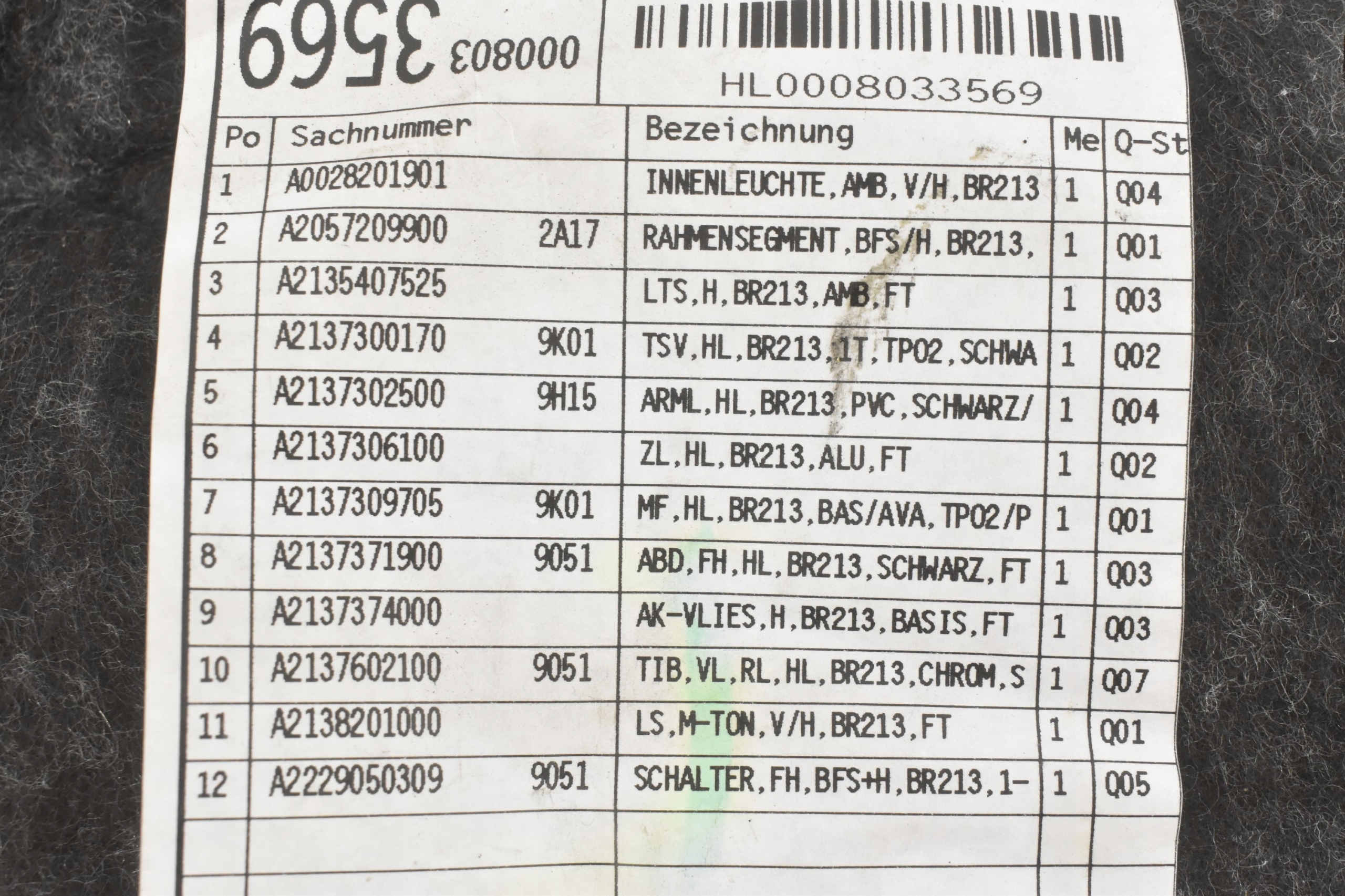 BOCZEK DRZWI LEWY TYŁ TYLNY A2137307105 MERCEDES E-KLASA W213 Stan opakowania zastępcze