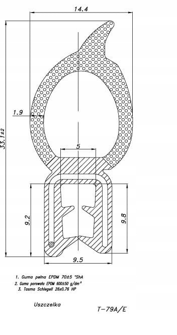 USZCZELKA BAGAŻNIKA UNIWERSALNA T-79 Numer katalogowy części T-79