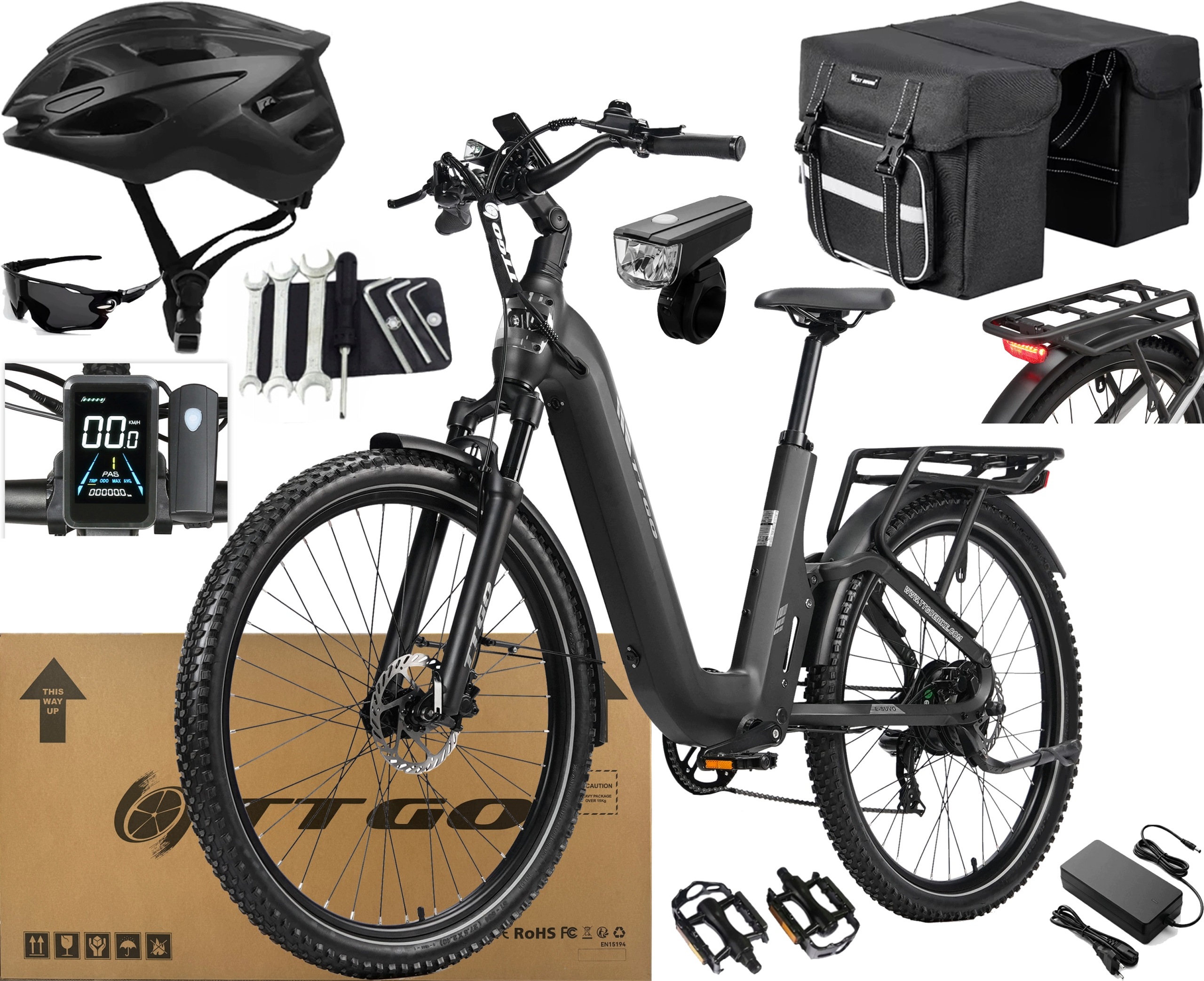 Ttgo E-suvo Elektrokolo 250W 70NM 25KM/H 48V 15Ah 120KM +2 Dárky