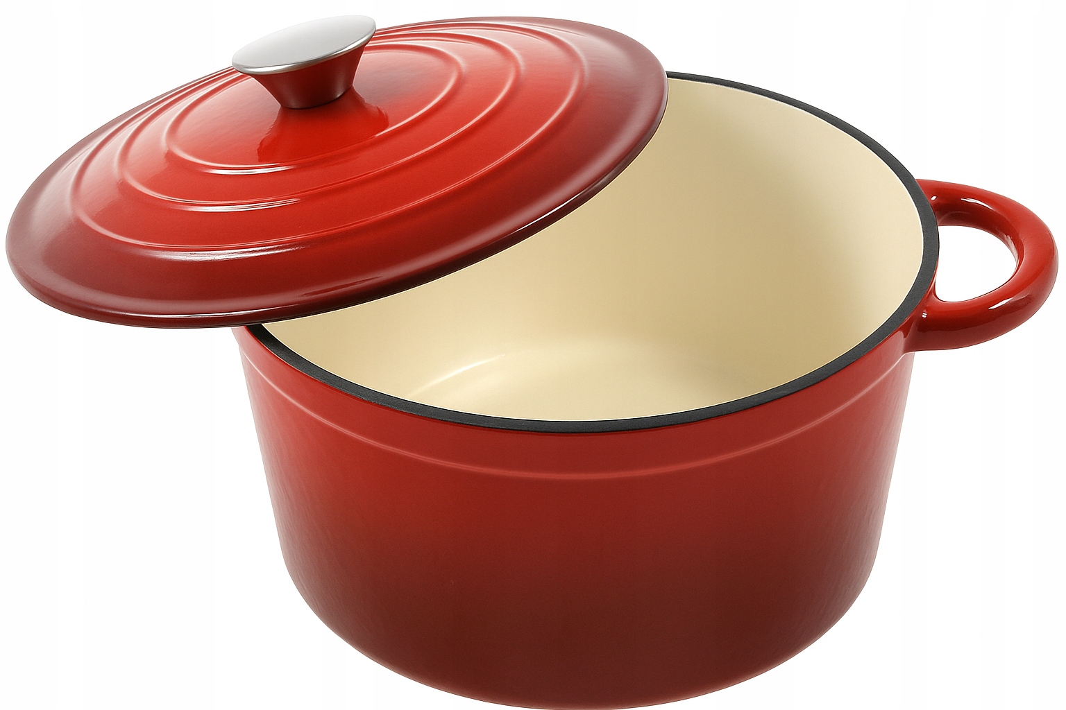 Hrnec 4,8 L Smaltovaný S Víkem Červený Indukční Trouba 26 CM