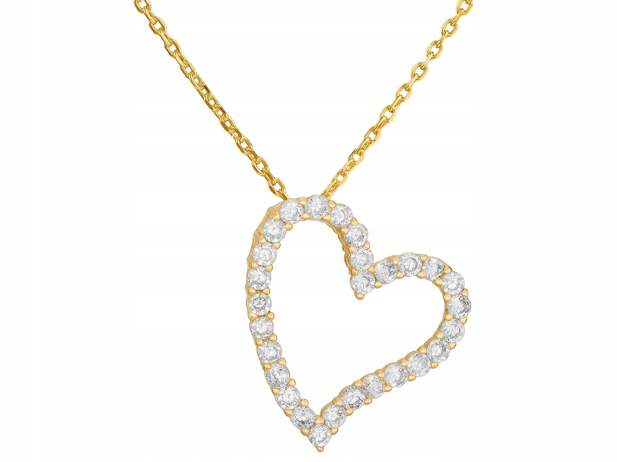 Krátký zlatý náhrdelník Srdce s zirkony Stříbro Pozlacený Choker Ankr 35