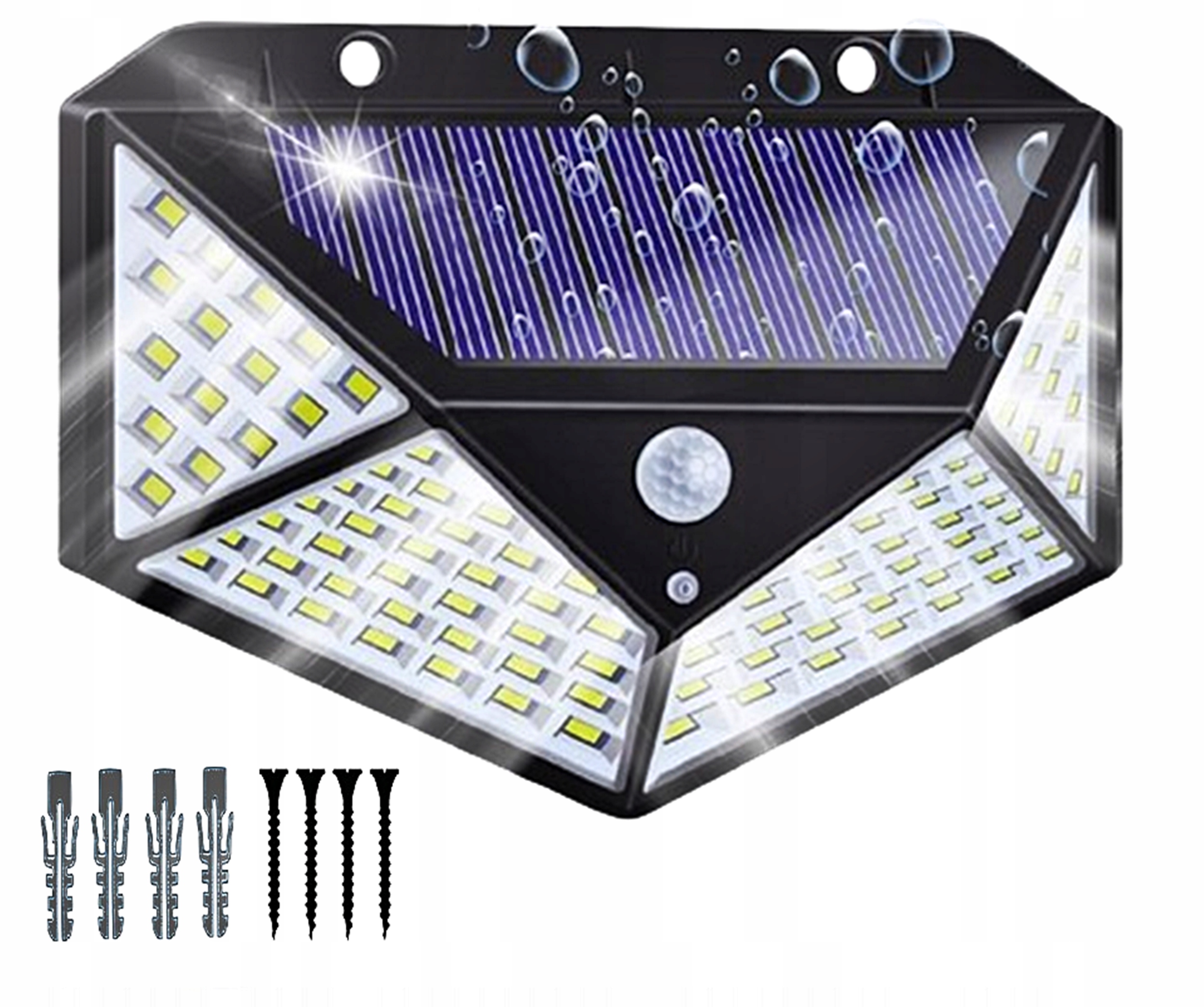 LAMPA LED Z CZUJNIKIEM RUCHU I ZMIERZCHU SOLARNA 100LED KINKIET ŚĆIENNA