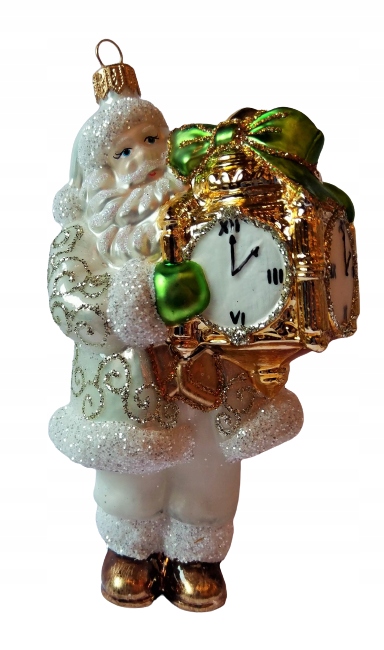 

Bombki Choinkowe Szklane Mikołaj z zegarem 17cm