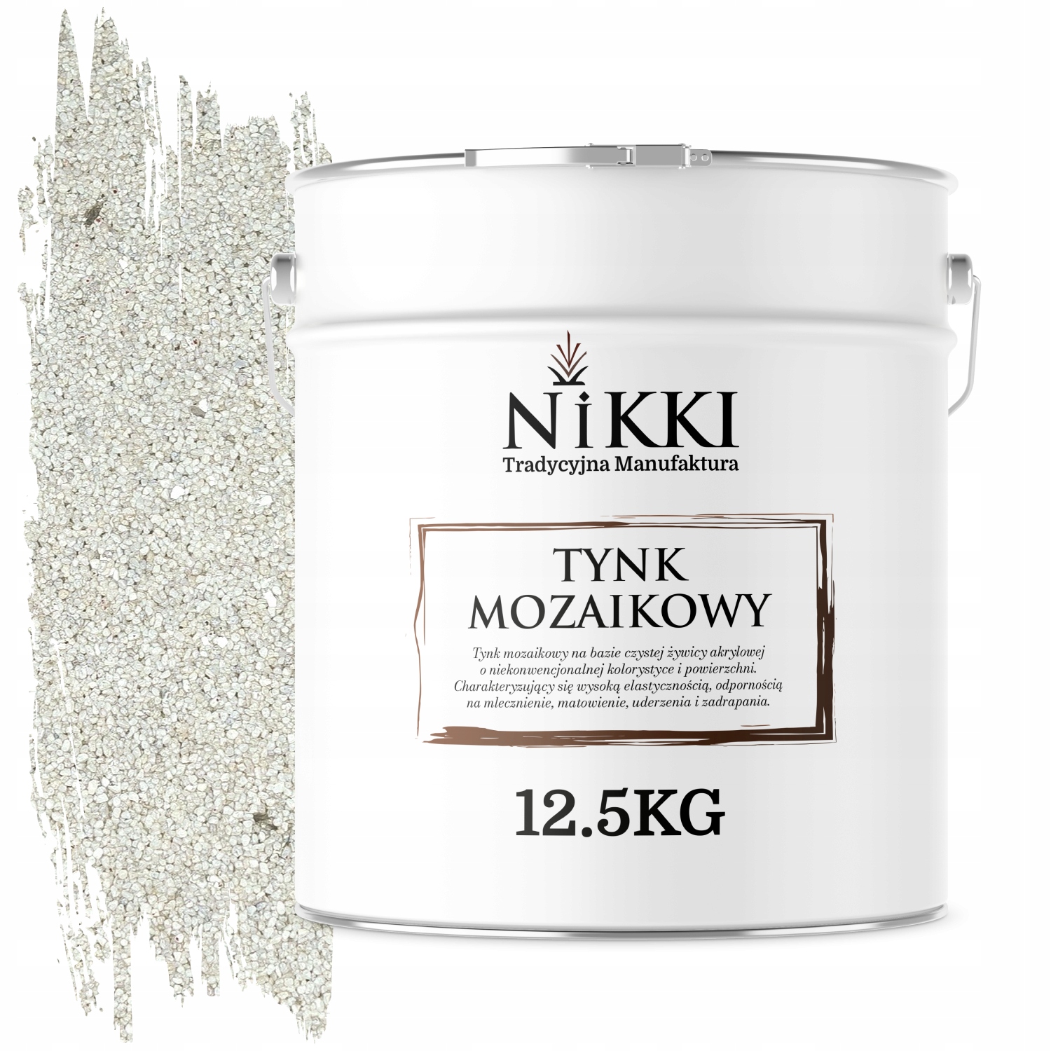 Tynk Mozaikowy Żywiczny 12,5KG Wewnętrzny Zewnętrzny Biały Ze Srebrną Miką