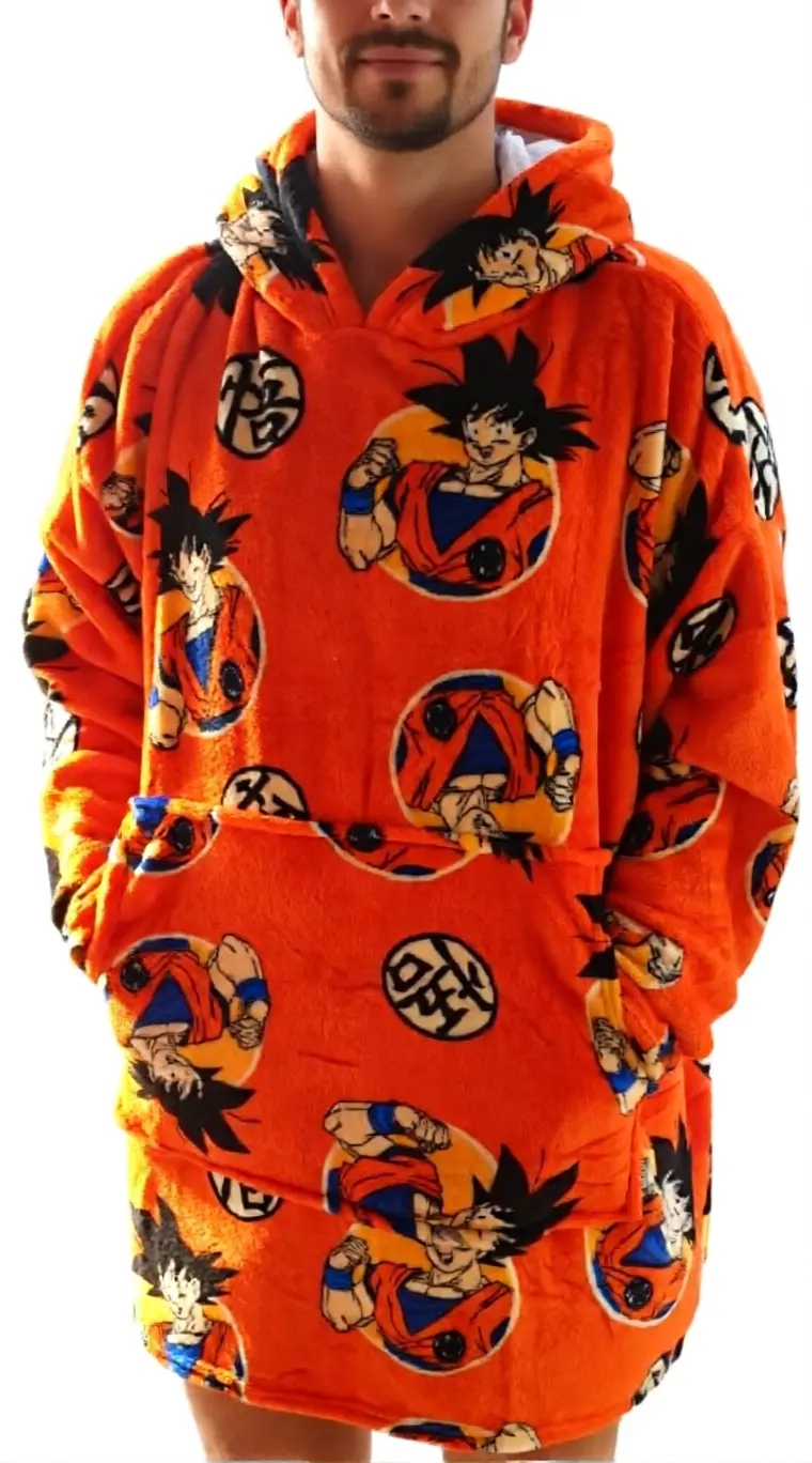 Oranžová Mikinová Deka Dragon Ball Goku Deka S Rukávy Snuddie Oversize
