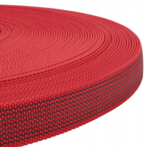 Popruh 3MM pogumovaná 20mm červená 50MB.