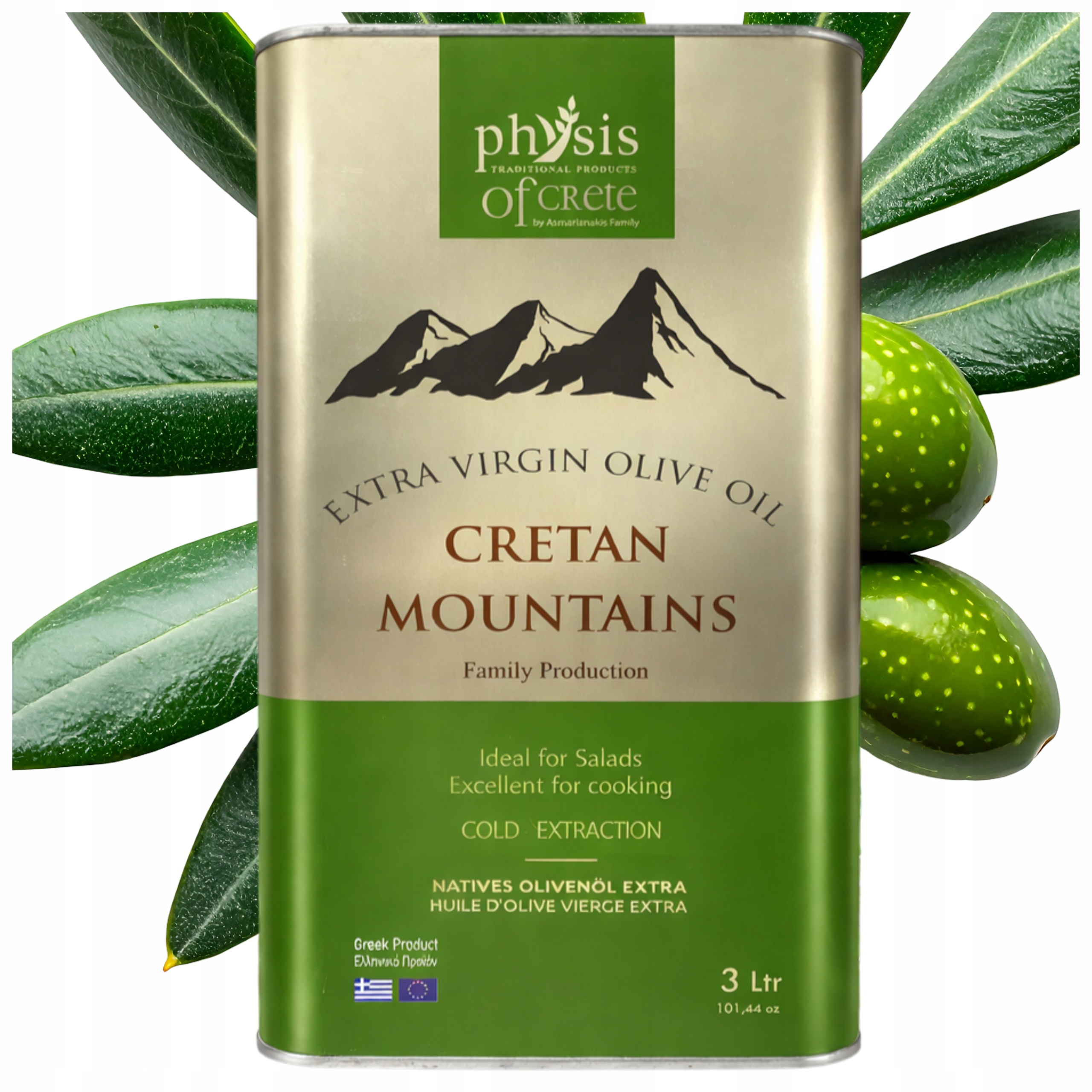 Levně Extra Panenský Řecký Olivový Olej 3 L Cretan Mountains Koroneiki Physis