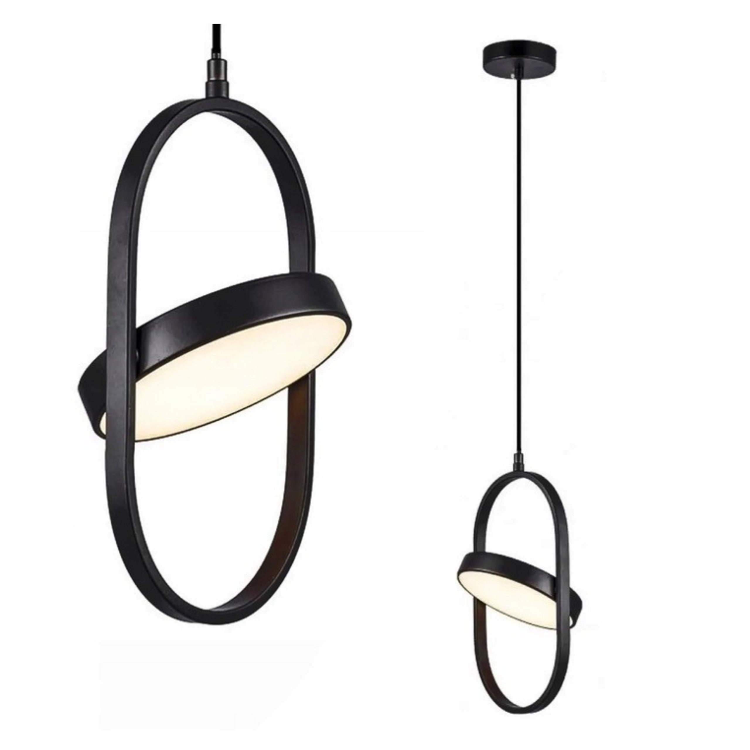 Lampa Sufitowa Wisząca Czarna Regulowana Nowoczesna Black Led