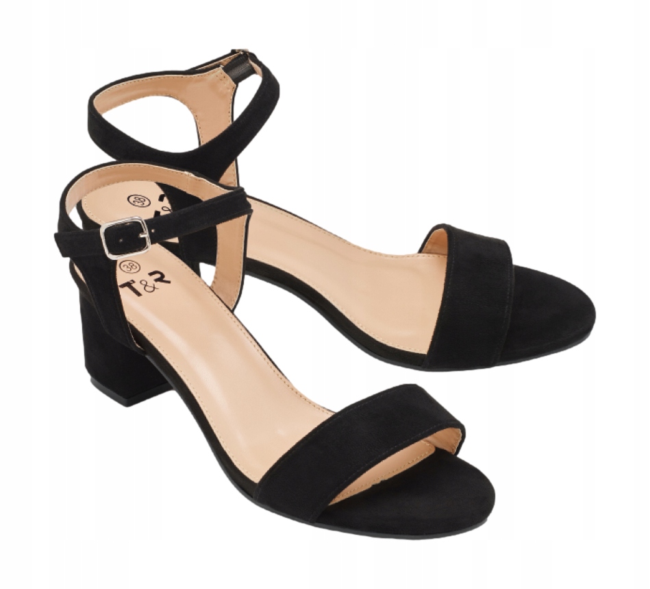 

Buty Sandały Damskie klocek obcas zamsz Czarne *38