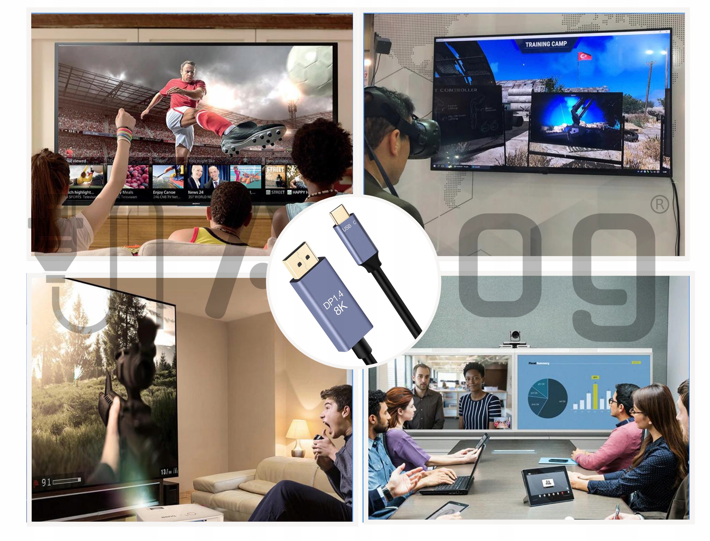 KABEL USB-C DISPLAYPORT 1.4 DP TYP C 8K 30 HZ 4K MAC PRZEJŚCIÓWKA TYP-C Złącza DisplayPort - USB typ C