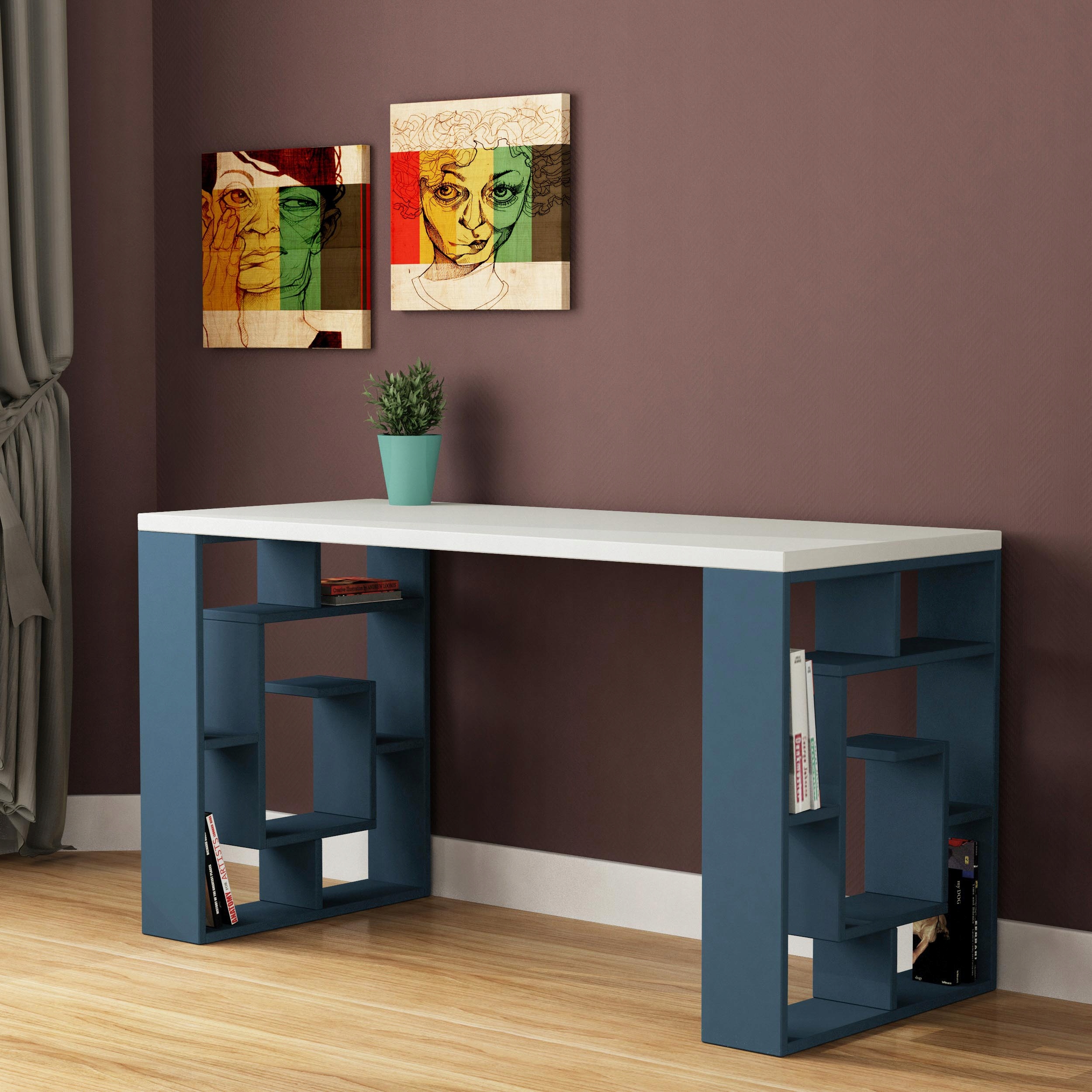 BIURKO LABIRENT biało/turkusowe Materiał korpusu płyta wiórowa