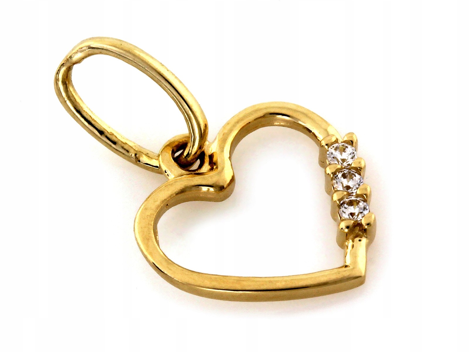 Zlatý přívěsek 585 jemné srdce s bílými zirkony Srdíčka 0.48 g