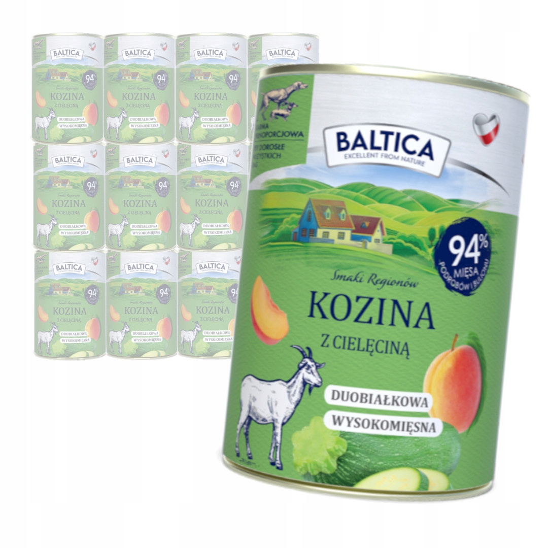 Levně Baltica Kozina s telecím masem 12x400g Duoproteinová bezobilná mokrá