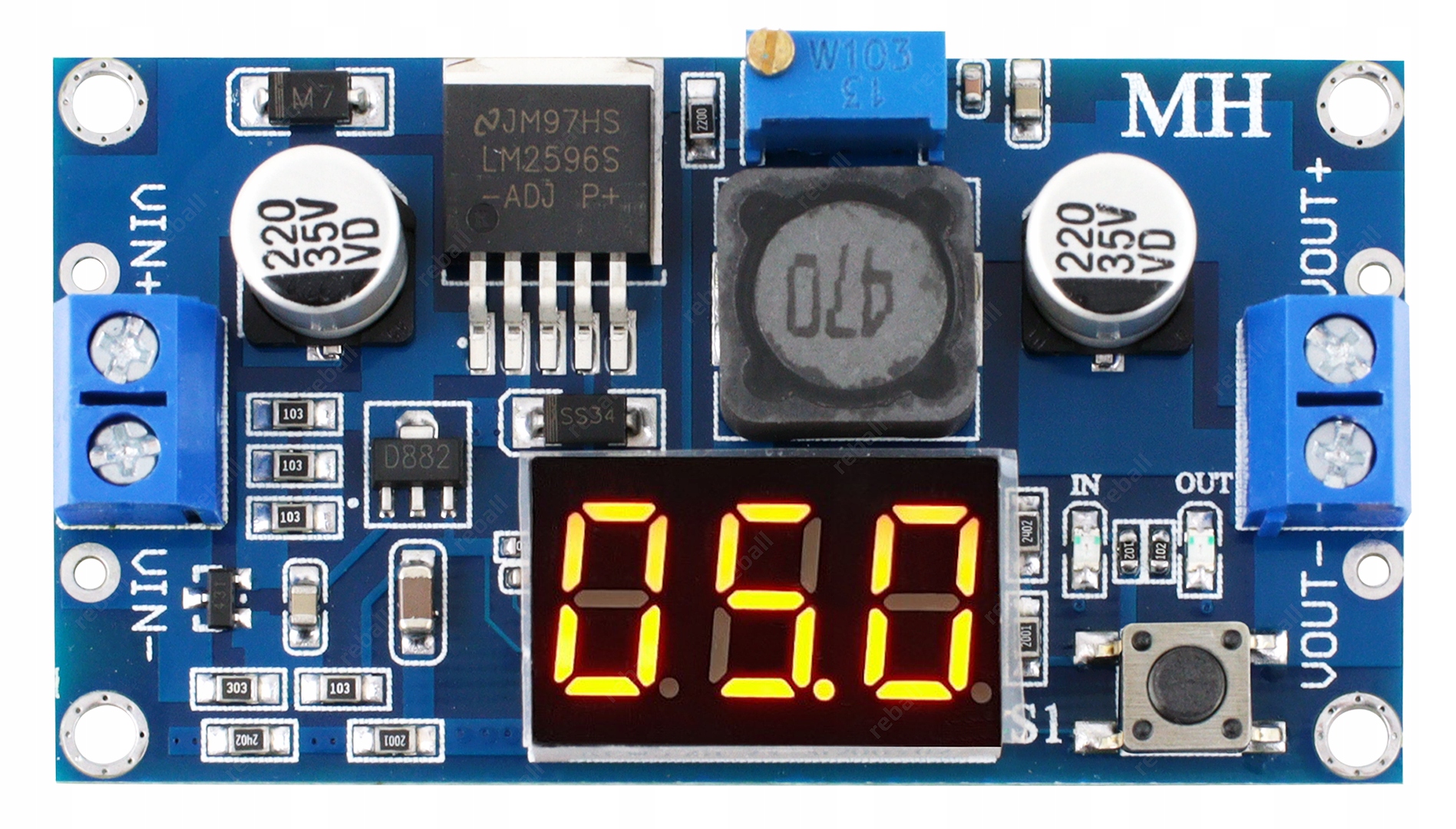 REGULOWANY STABILIZATOR NAPIĘCIA PRZETWORNICA MODUŁ ZASILAJĄCY LM2596S LED Stan opakowania oryginalne