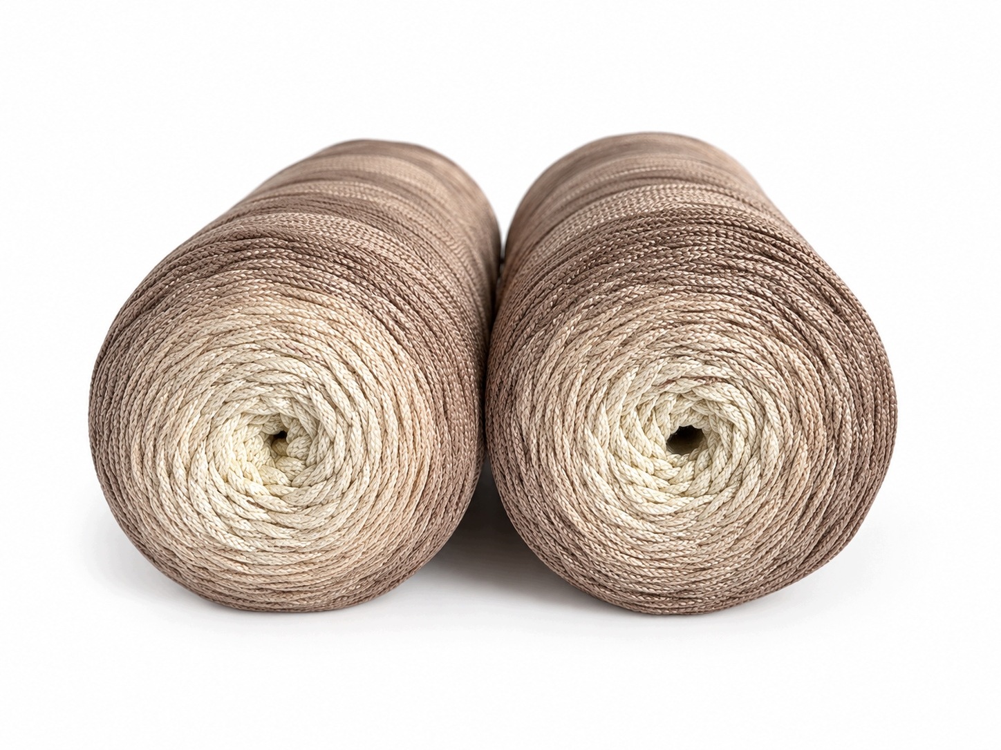 Polyesterová plochá šňůra Ombre 3 mm 300 m – Světle béžová/Cappuccino/Ecru